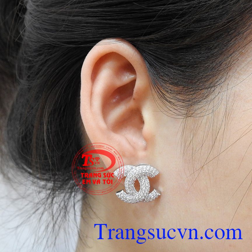 Hoa tai bạc Chanel Hoa tai bạc Chanel