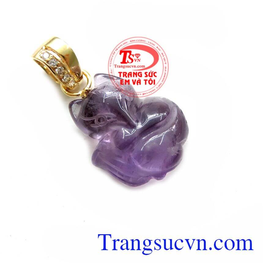 Mặt Hồ Ly M&oacute;c V&agrave;ng Thạch Anh T&iacute;m, Mặt d&acirc;y chuyền hồ ly, Mặt d&acirc;y chuyền thạch anh, Mặt d&acirc;y chuyền đẹp