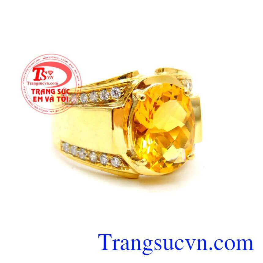 Nhẫn nam mệnh Kim 10k, nhẫn nam đẹp, nhẫn nam thạch anh vàng