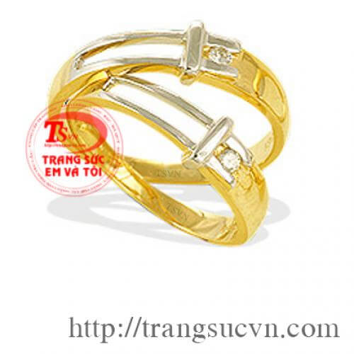 Nhẫn cặp trái tim vàng 18k