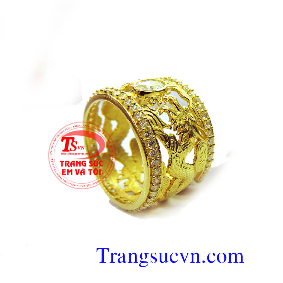 Nhẫn nam vàng tây chạm khắc hình rồng, nhẫn nam đẹp, nhẫn nam thiết kế theo yêu cầu