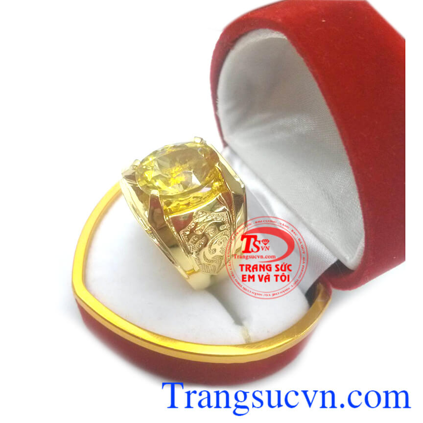 Nhẫn nam thạch anh vàng tươi  Loại sản phẩm: Nhẫn nam thạch anh vàng
