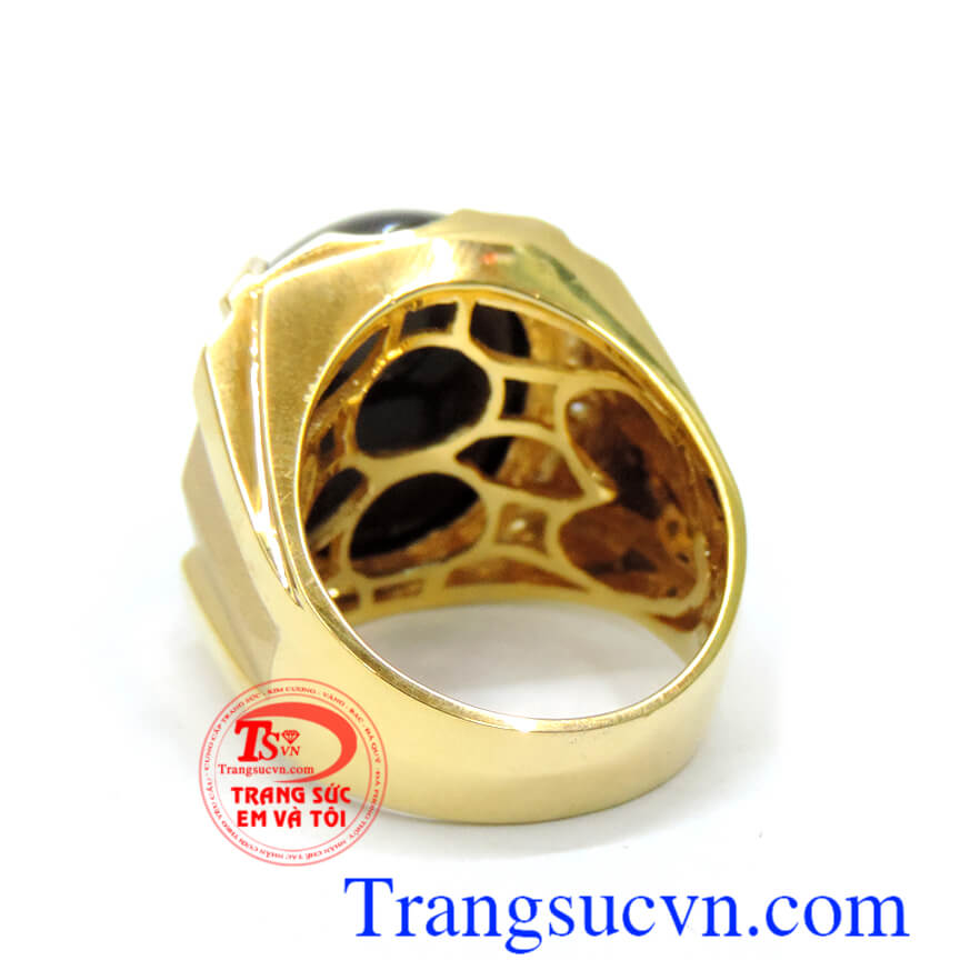 Nhẫn nam vàng 14k sapphire phong thủy