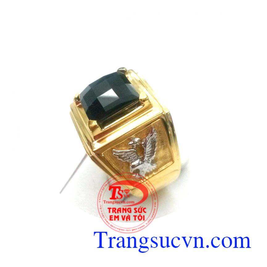Nhẫn nam v&agrave;ng t&acirc;y gắn đ&aacute; qu&yacute;, nhẫn nam sapphire, nhẫn nam đẹp