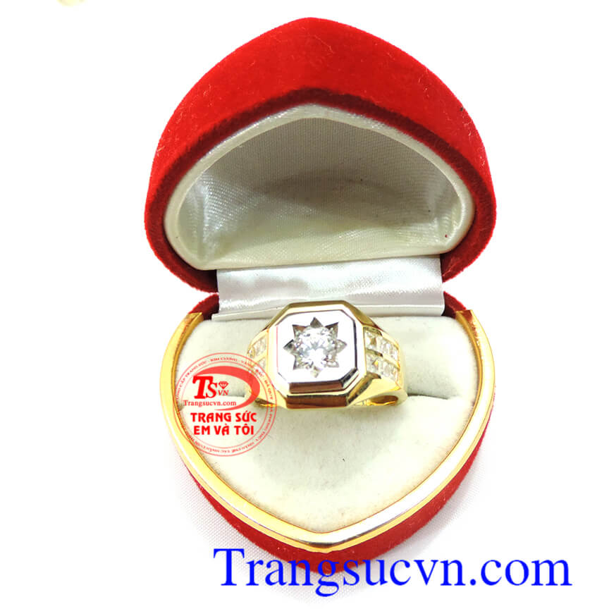 Nhẫn ngôi sao may mắn dành cho nam đeo ngón giữa,hợp thời trang,sang trọng,nhẫn nam nam may mắn bền đẹp,sáng bóng,nhẫn làm bằng vàng tây đá kim nhân tạo bền sáng giá hợp lý uy tín.