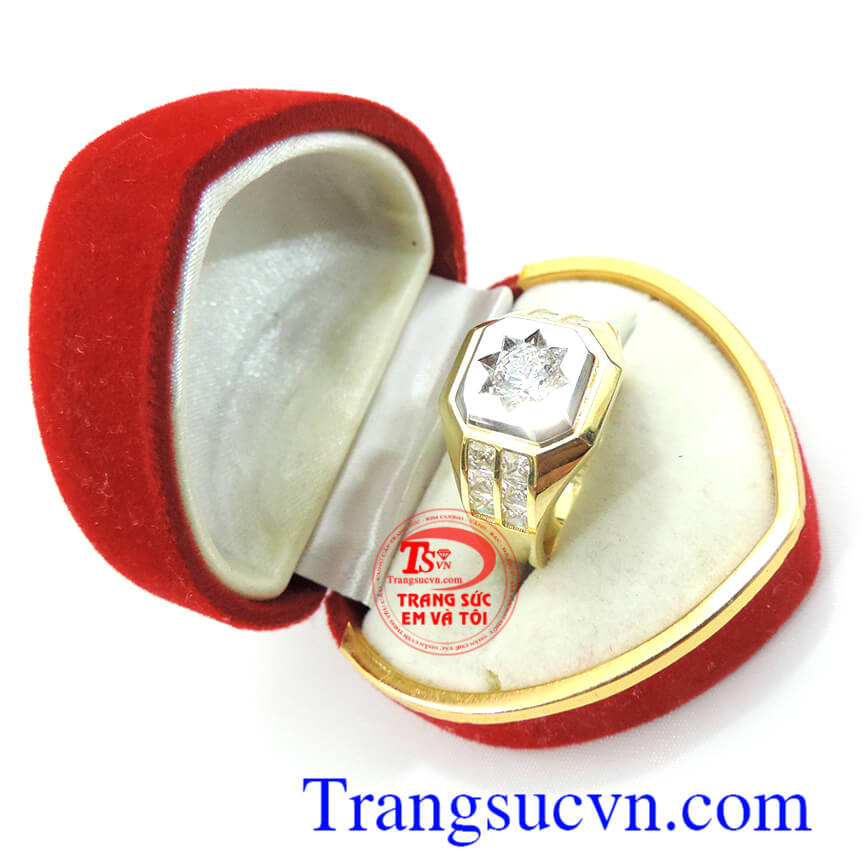 Nhẫn ngôi sao may mắn dành cho nam đeo ngón giữa,hợp thời trang,sang trọng,nhẫn nam nam may mắn bền đẹp,sáng bóng,nhẫn làm bằng vàng tây đá kim nhân tạo bền sáng giá hợp lý uy tín.