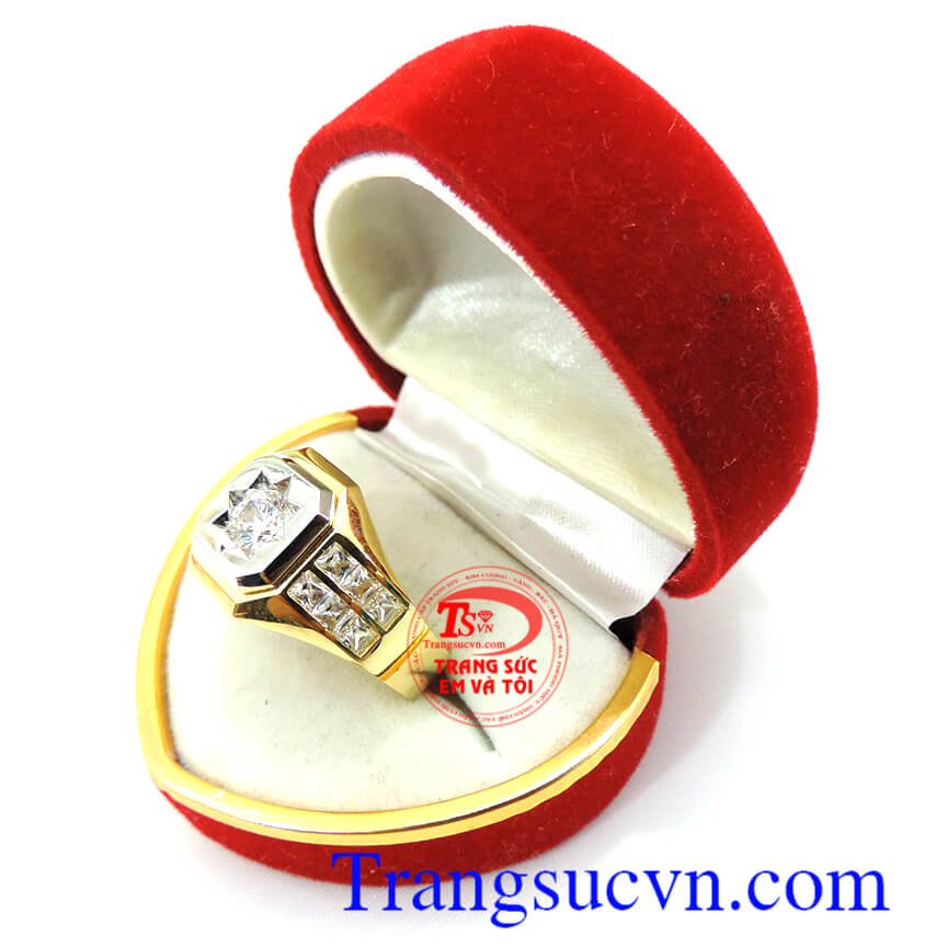 Nhẫn ngôi sao may mắn dành cho nam đeo ngón giữa,hợp thời trang,sang trọng,nhẫn nam nam may mắn bền đẹp,sáng bóng,nhẫn làm bằng vàng tây đá kim nhân tạo bền sáng giá hợp lý uy tín.