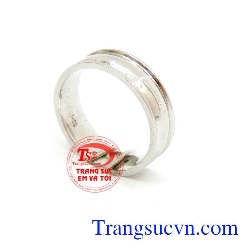 Nhẫn vàng trắng trơn 18k, nhẫn vàng trắng nam, nhẫn nam đẹp