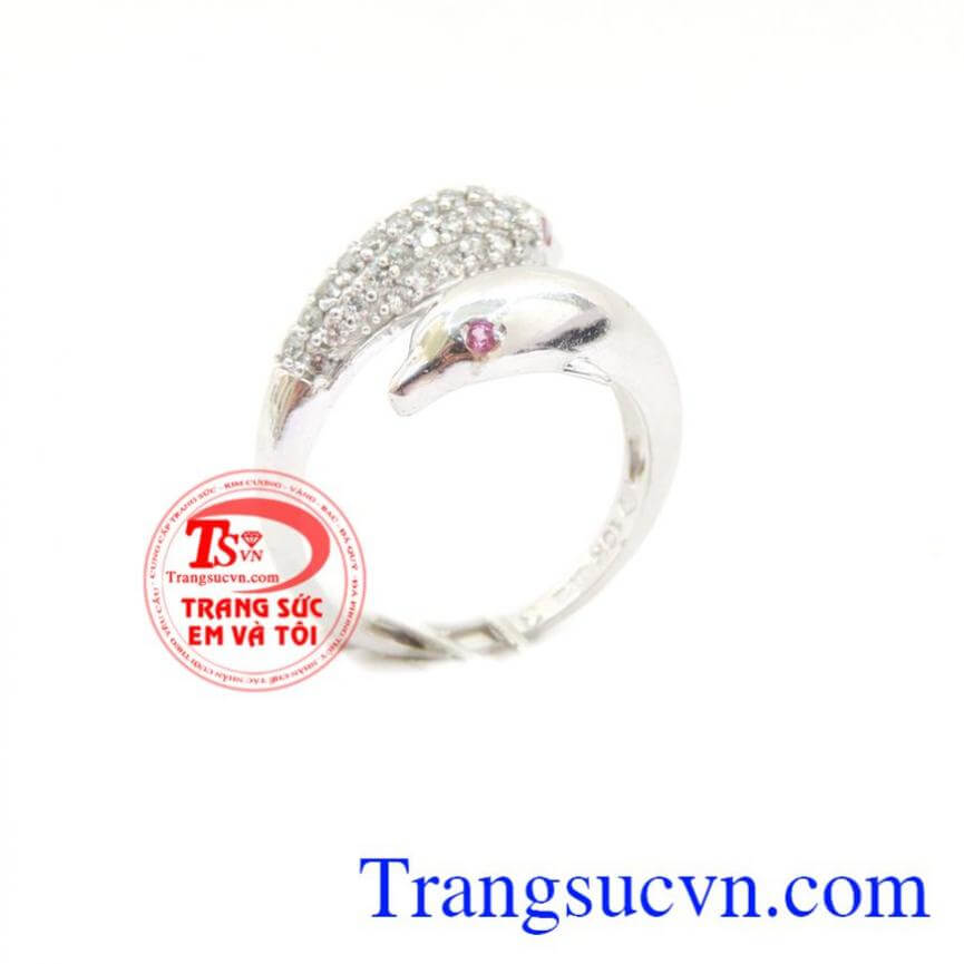 Nhẫn nữ cá heo cuốn hút, Nhẫn Nữ Vàng Trắng, nhẫn nữ 10k xinh xắn Nhẫn nữ cá heo cuốn hút, Nhẫn Nữ Vàng Trắng, nhẫn nữ 10k xinh xắn