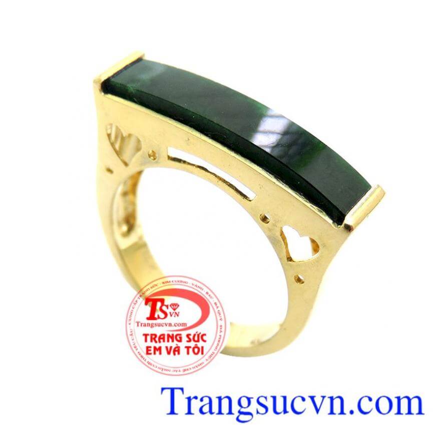 Nhẫn Nữ Ngọc Cẩm Thạch Kiểu Dáng Mới, Nhẫn Nữ Vàng Jadeite, nhẫn nữ vàng xinh xắn