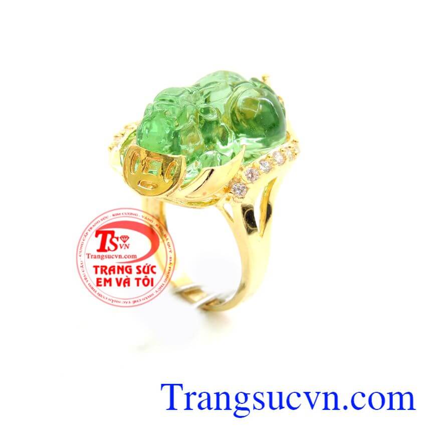 Nhẫn nữ tỳ hưu đá xanh lục, Nhẫn Nữ Tỳ Hưu, nhẫn nữ đính đá thời trang