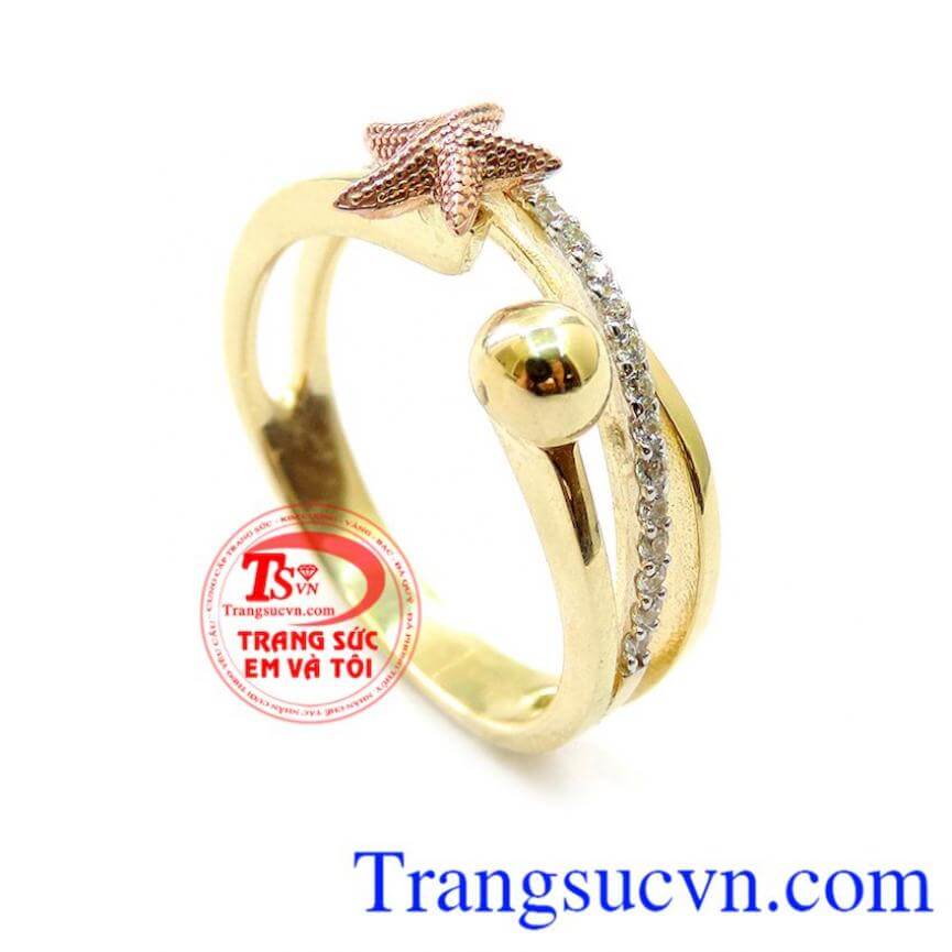 Nhẫn Nữ Vàng Tây Sao Biển Đẹp, Nhẫn nữ vàng, nhẫn nữ vàng xinh xắn