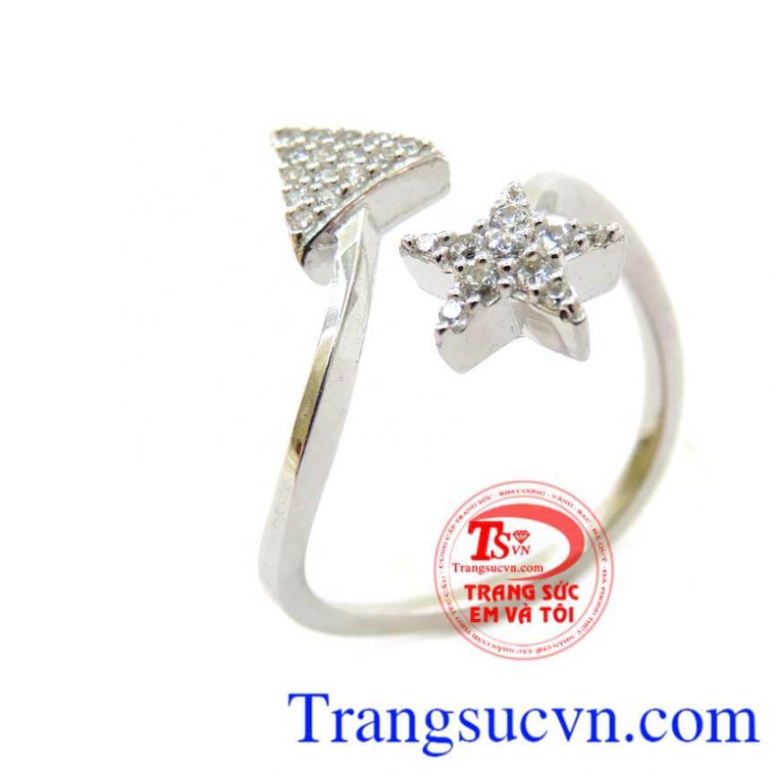 Nhẫn Nữ Vàng Trắng Ngôi Sao May Mắn, Nhẫn Nữ Vàng Trắng, nhẫn nữ xinh xắn Nhẫn Nữ Vàng Trắng Ngôi Sao May Mắn, Nhẫn Nữ Vàng Trắng, nhẫn nữ xinh xắn