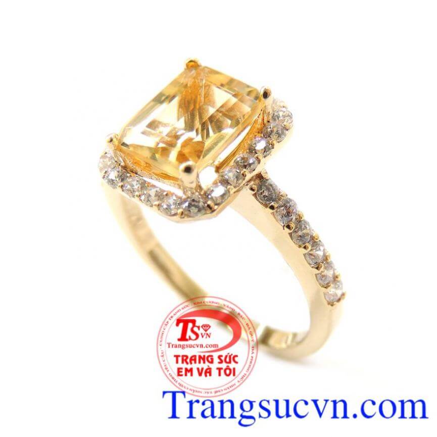 Nhẫn vàng citrine, Nhẫn Nữ Citrine, nhẫn nữ vàng tây thịnh vượng