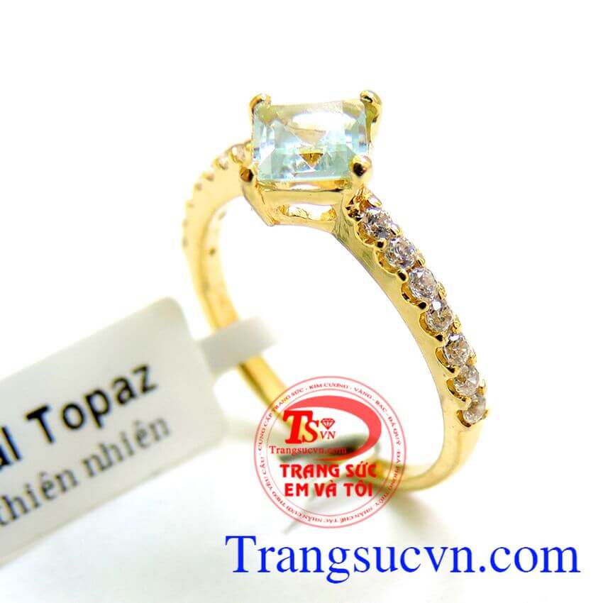 Nhẫn Vàng Topaz Mệnh Thủy hạnh phúc, Nhẫn Nữ Topaz, nhẫn nữ vàng dịu dàng
