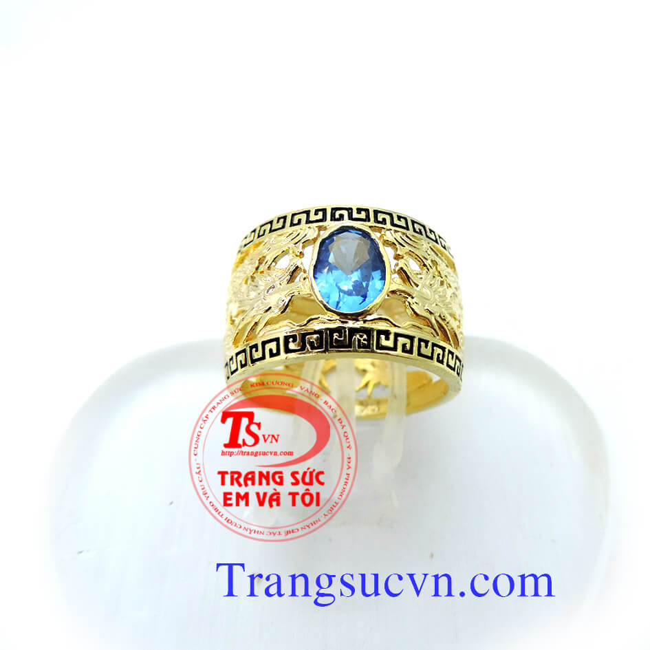 Nhẫn rồng giá rẻ, nhẫn nam topaz xanh, nhẫn nam đẹp chuẩn chất lượng