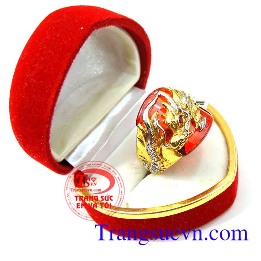 Nhẫn rồng nổi v&agrave;ng t&acirc;y đẹp  Loại sản phẩm: Nhẫn nam v&agrave;ng t&acirc;y