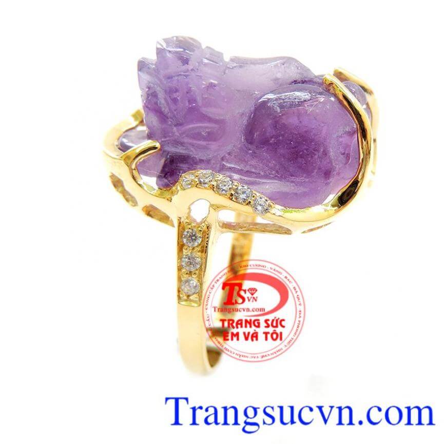 Nhẫn Nữ Tỳ Hưu Thạch Anh Tím Tài Lộc, Nhẫn nữ đá quý, nhẫn vàng đính đá cao cấp Nhẫn Nữ Tỳ Hưu Thạch Anh Tím Tài Lộc, Nhẫn nữ đá quý, nhẫn vàng đính đá cao cấp