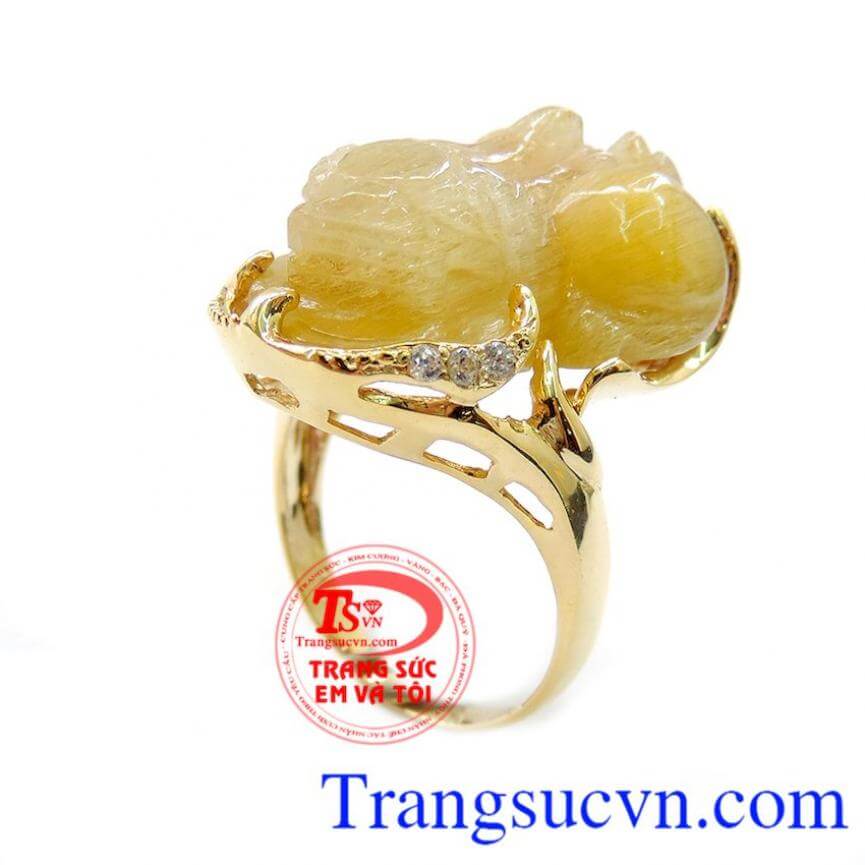 Nhẫn Nữ Tỳ Hưu Thạch Anh Tóc Đẹp Lạ, Nhẫn nữ tỳ hưu, nhẫn nữ vàng sang trọng Nhẫn Nữ Tỳ Hưu Thạch Anh Tóc Đẹp Lạ, Nhẫn nữ tỳ hưu, nhẫn nữ vàng sang trọng