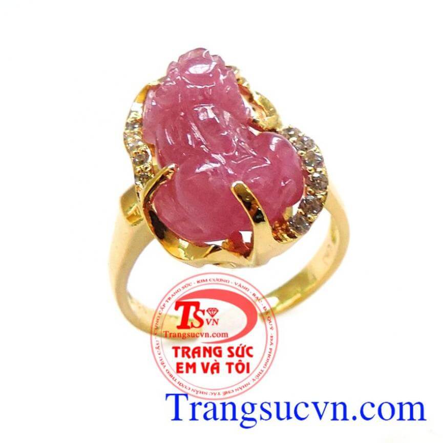 Nhẫn tỳ hưu ruby vàng 18k, Nhẫn Nữ Tỳ Hưu, nhẫn nữ đính đá tài lộc Nhẫn tỳ hưu ruby vàng 18k, Nhẫn Nữ Tỳ Hưu, nhẫn nữ đính đá tài lộc
