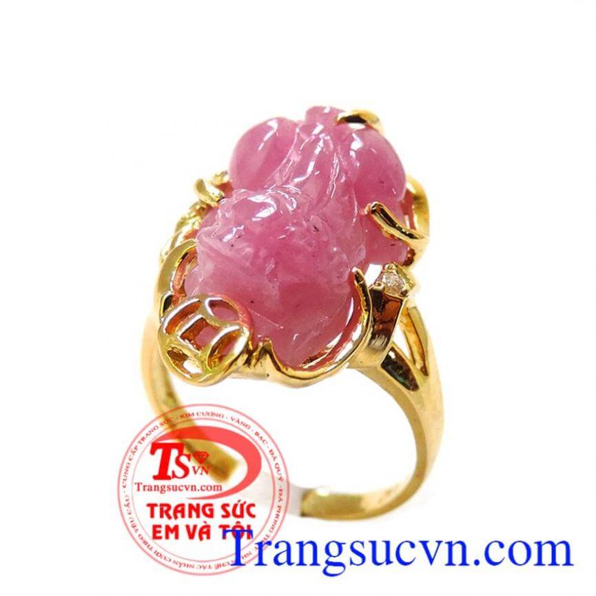 Nhẫn tỳ hưu vàng 18k ruby, Nhẫn Nữ Tỳ Hưu, nhẫn nữ tài lộc