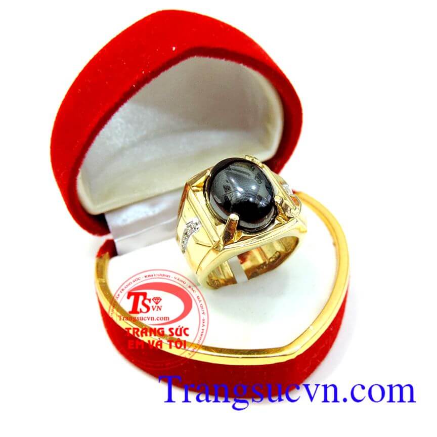 Nhẫn vàng nam giá rẻ đá đen, nhẫn nam vàng tây giá re, nhẫn nam mệnh thủy, nhẫn chế tác theo yêu cầu