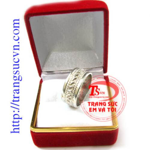 Nhẫn bạc chạm hoa văn nhan_bac_cham_hoa_van , Nhẫn bạc chạm hoa văn