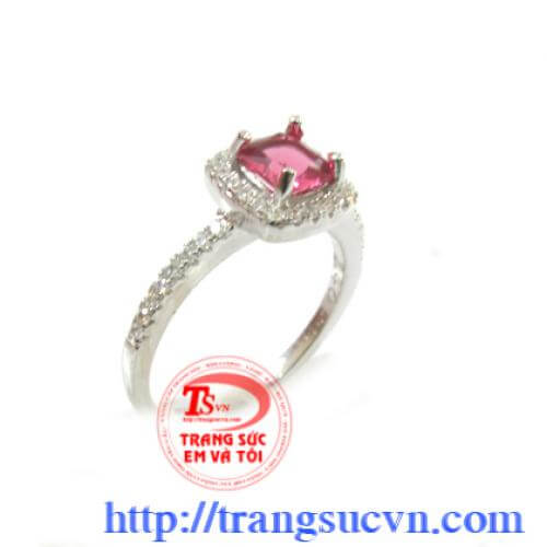 Nhẫn bạc đá hồng hình vuông cao cấp, hàng Hong Kong nhan_bac_da_hong_hinh_vuong_cao_cap_hang_hong_kong , Nhẫn bạc đá hồng hình vuông cao cấp, hàng Hong Kong