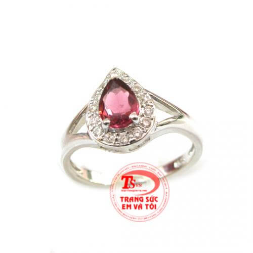 Nhẫn nữ xi vàng trắng đá turmalin hồng thiên nhiên nhan_nu_xi_vang_trang_turmalin_hong_thien_nhien , Nhẫn nữ xi vàng trắng đá turmalin hồng thiên nhiên