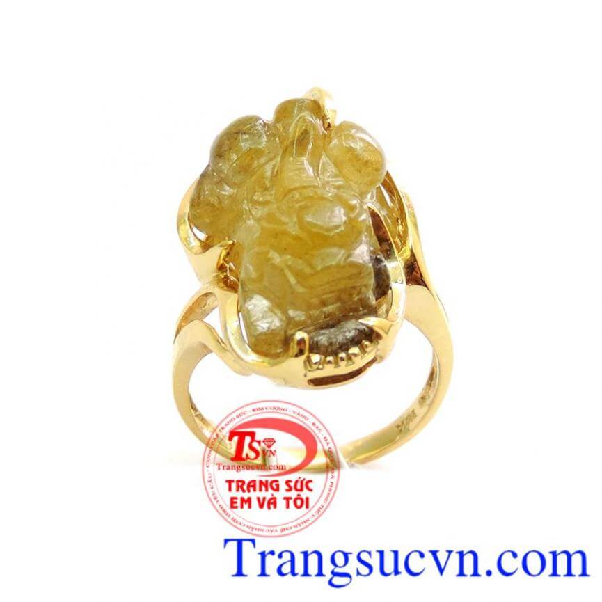 Thạch anh tóc vàng nhẫn tỳ hưu, Nhẫn nữ đá quý, nhẫn nữ vàng may mắn Thạch anh tóc vàng nhẫn tỳ hưu, Nhẫn nữ đá quý, nhẫn nữ vàng may mắn